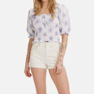 Levi's Women's Tilly Smocked Blouse Starburst Cool Dusk multi sizes